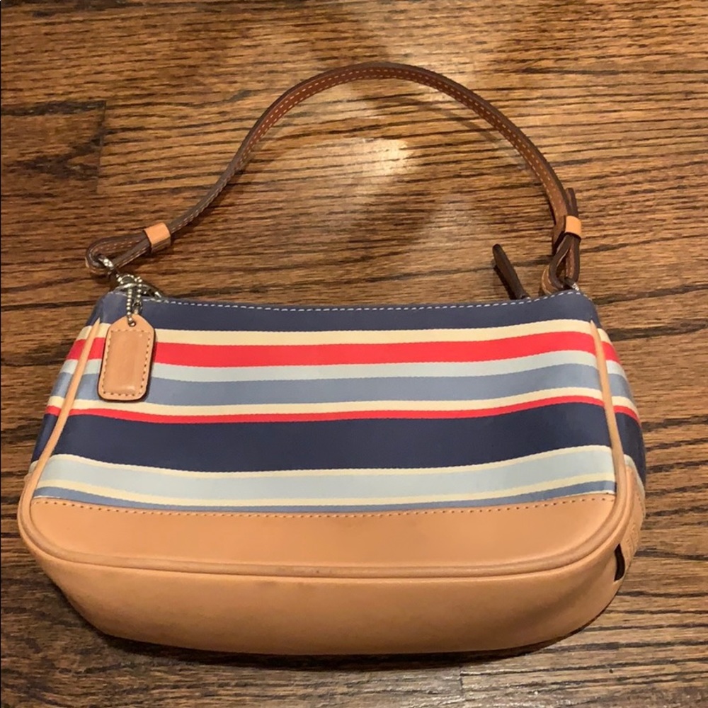 Coach fabric stripe pouchette